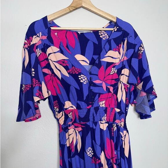 Anthropologie Abel The Label Santa Cruz High Low Midi Dress Size XS Pink/Purple - Picture 3 of 8